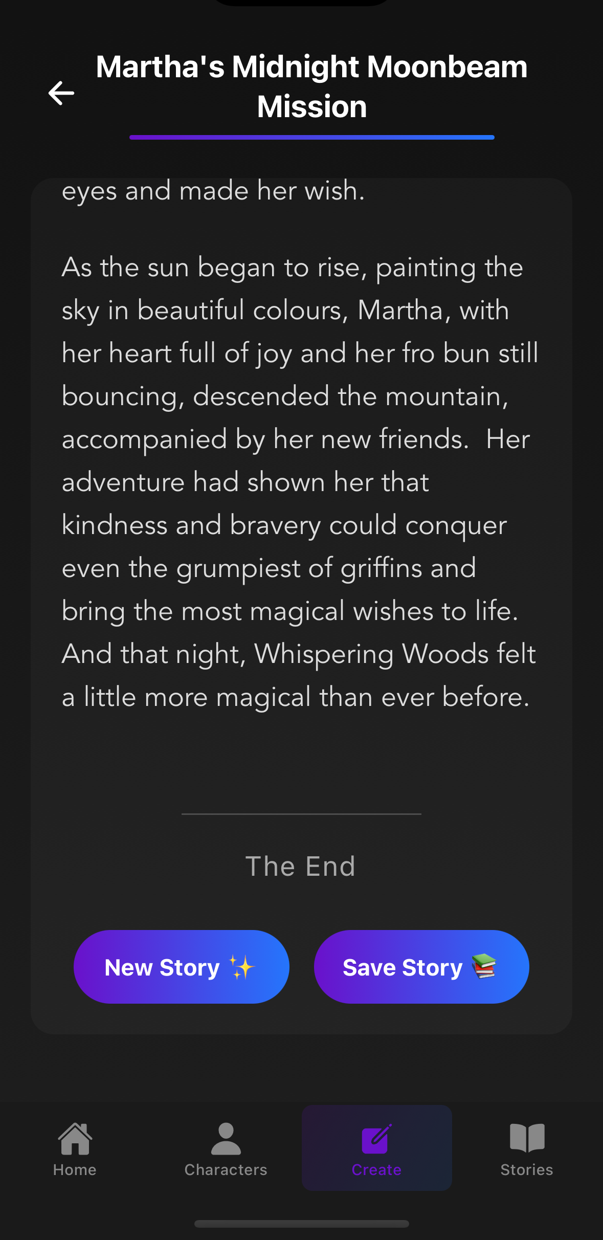 BedTimeTales app Story Time screen
